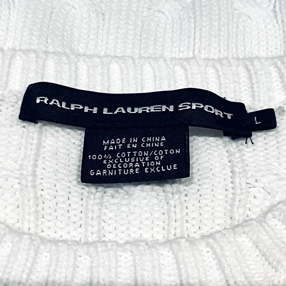 RALPH LAUREN CABLE-KNIT COTTON CREWNECK SWEATER. - Picture 8 of 10